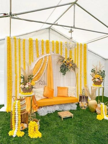 Marigold Strand Canopy with Bright Yellow Seating Bench